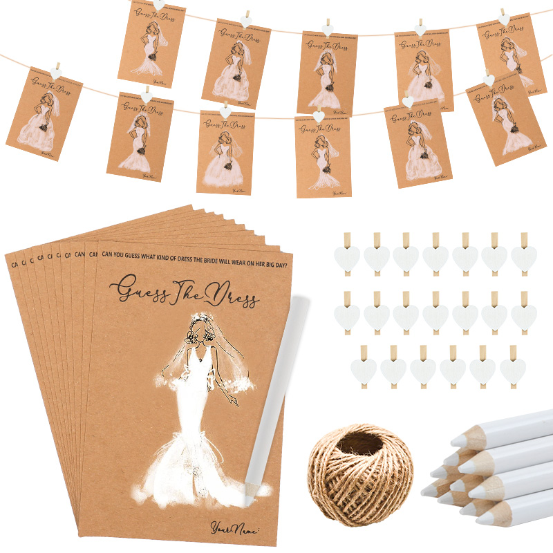 Party Games Bridal Shower - 10/20Sets Guess Trouwjurk Games Kaart met