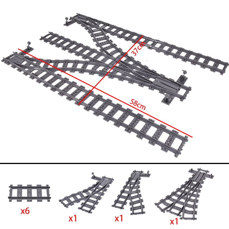 Lego Set Creator - MOC Stadstreinrails Linker- en rechterpunten Kruisrails
