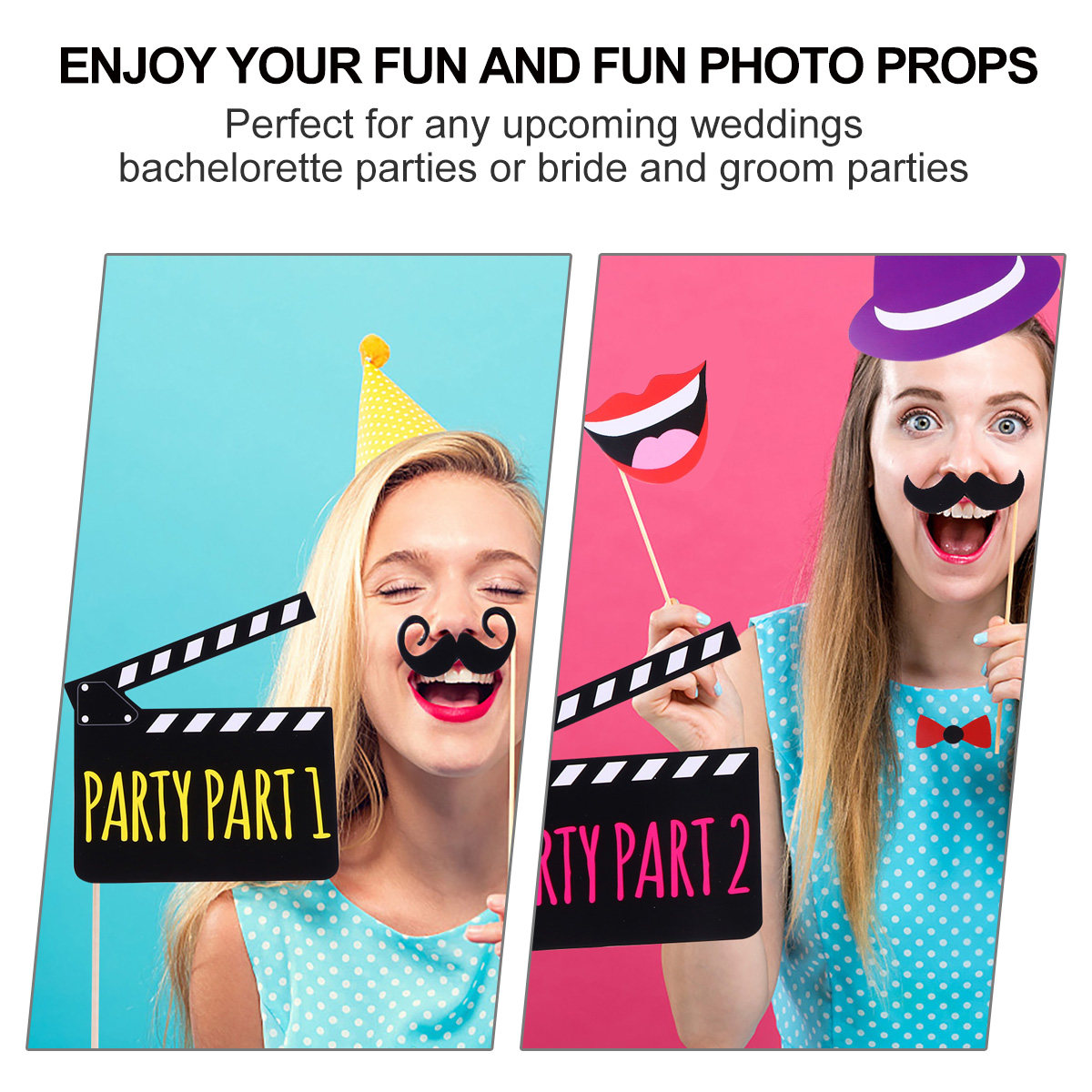 Party Games Bridal Shower - 22-delige creatieve bruiloftsfoto-propset, handzame selfie-accessoires voor