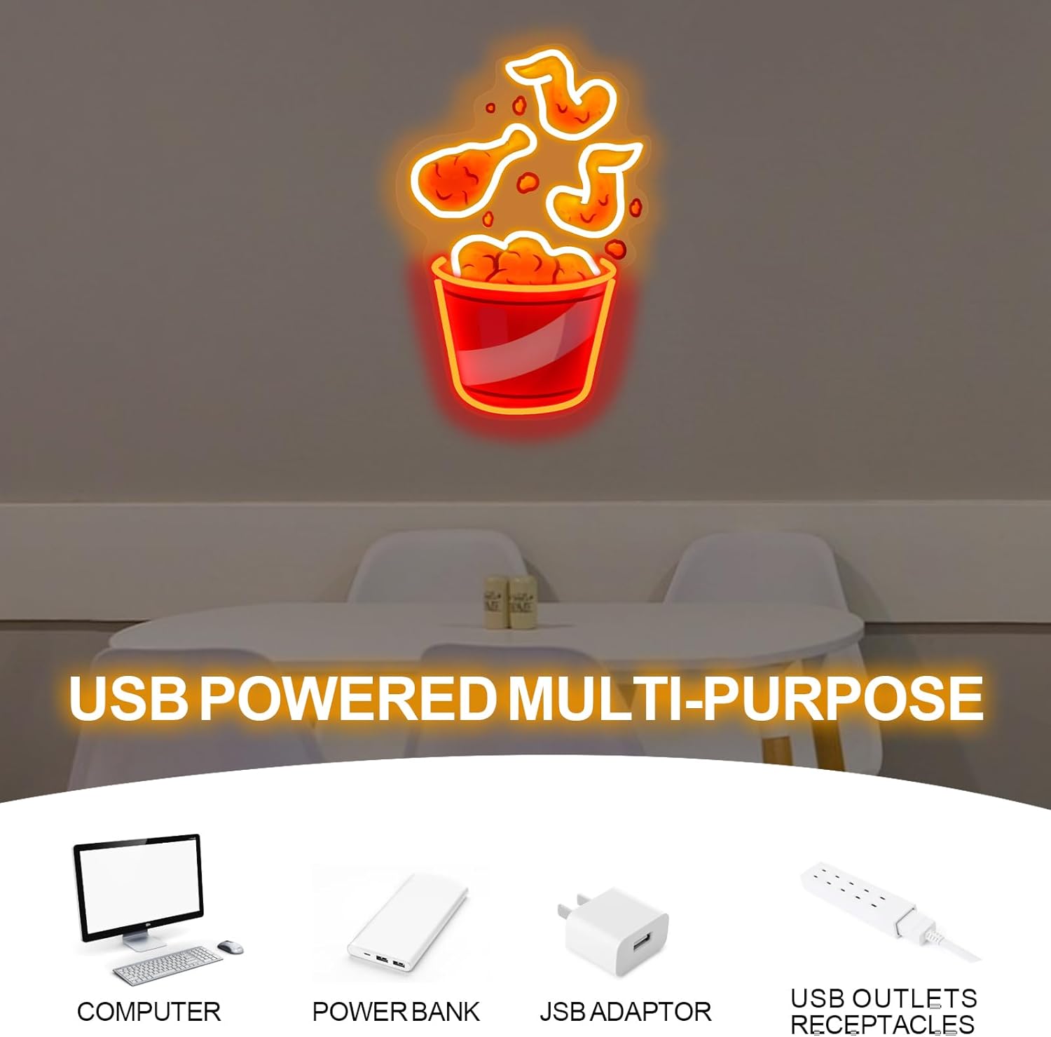 Gebraden Kip Neonbord USB Dimb - Party Games Shop recensie en prijs